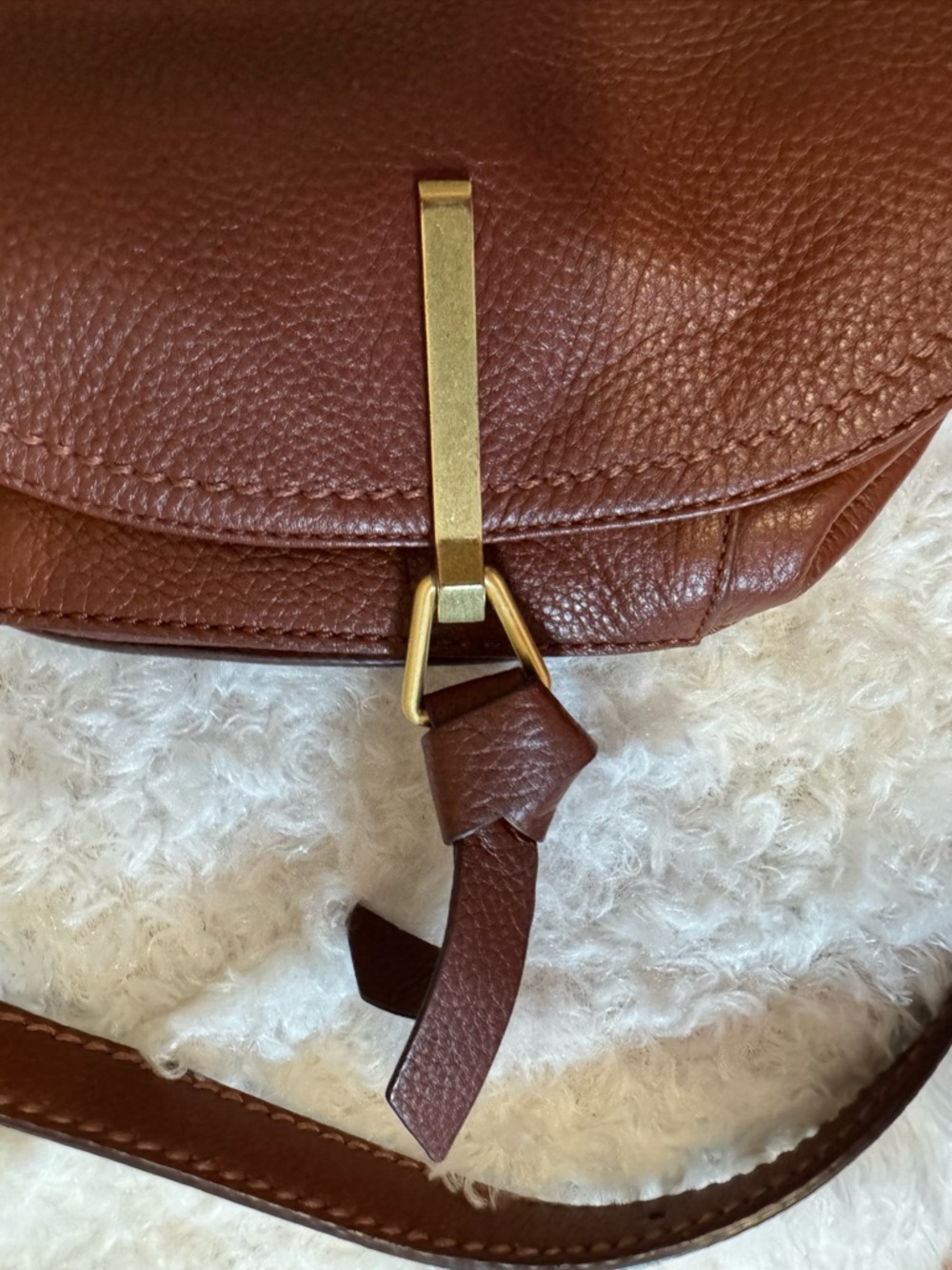 Vera Bradley Chestnut Brown Pebble Leather Shoulder Bag - Picture 6 of 9